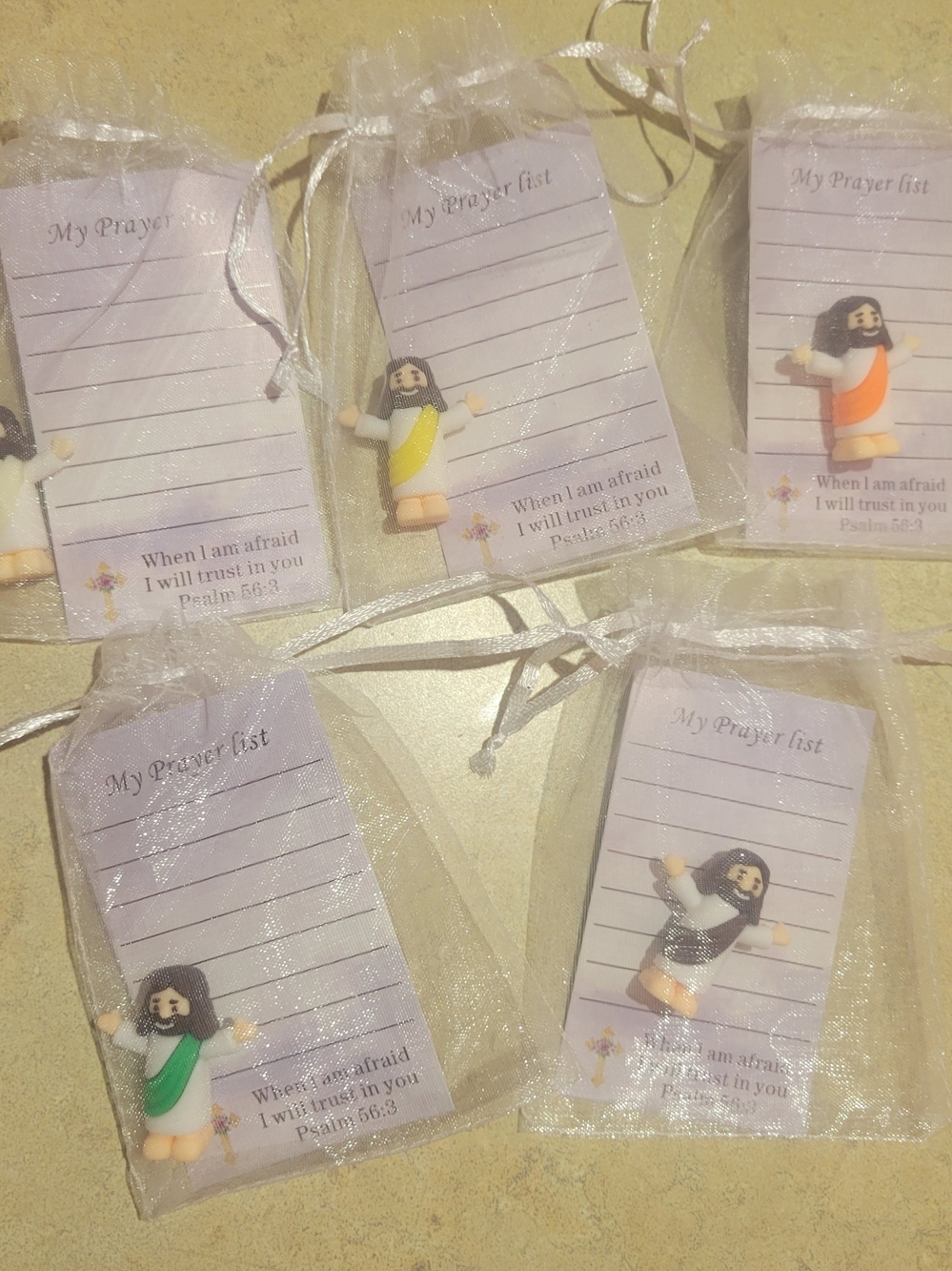 5 Mini Jesus With My Prayer List Notecard Assorted Colors